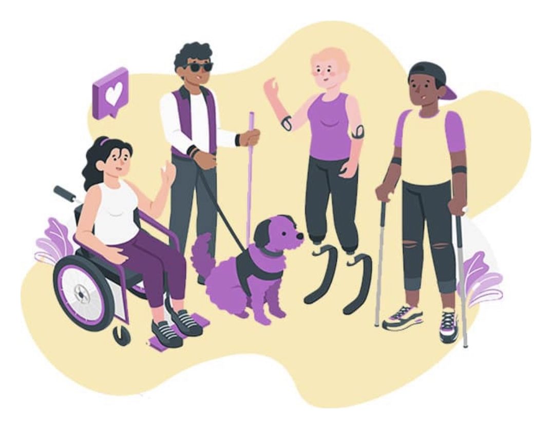Illustration of people with different disabilities together
